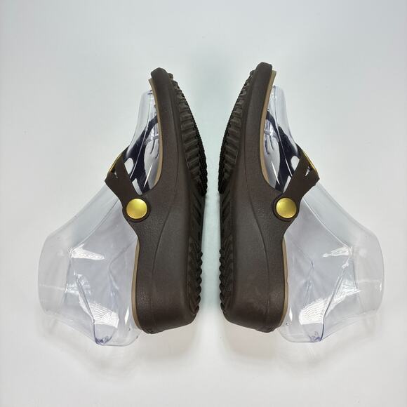 Crocs Sanrah Wedge Brown Gold Slip On Comfort Lightweight Sandal Women's Size 5 - Picture 7 of 9